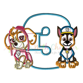 Paw Sky Chase Patrol Three Applique Design Paw Sky Chase Patrol Three Applique Design