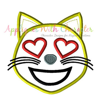 Love Cat Emoji Applique Design Love Cat Emoji Applique Design