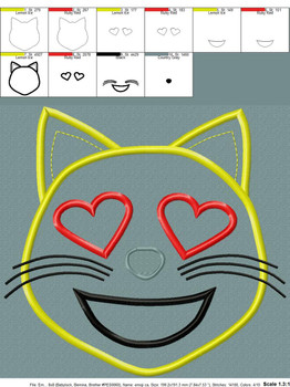 Love Cat Emoji Applique Design Love Cat Emoji Applique Design