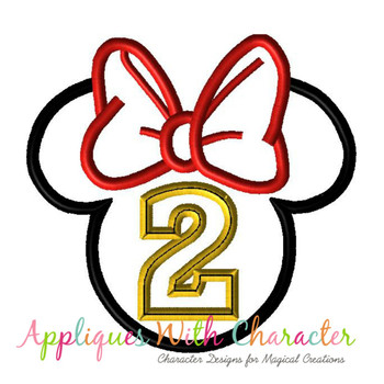 Miss Mouse Head Two Applique Design Miss Mouse Head Two Applique Design