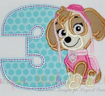 Pup Patrol Skye One Two Three Four Five Set Applique Design Pup Patrol Skye One Two Three Four Five Set Applique Design
