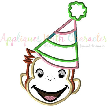 Curious Monkey Party Girl Applique Design Curious Monkey Party Girl Applique Design
