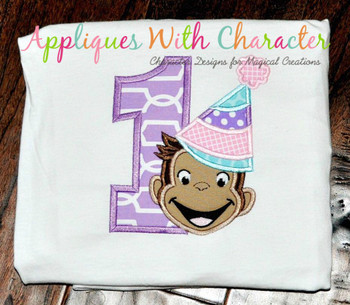 Curious Monkey One Girl Applique Design Curious Monkey One Girl Applique Design