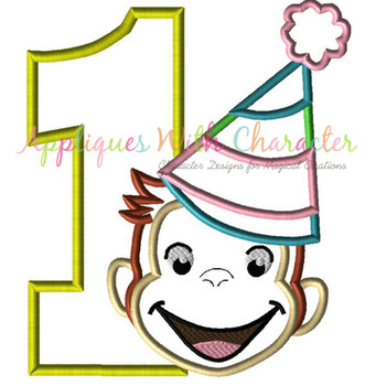Curious Monkey One Girl Applique Design Curious Monkey One Girl Applique Design