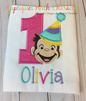 Curious Monkey One Girl Applique Design Curious Monkey One Girl Applique Design