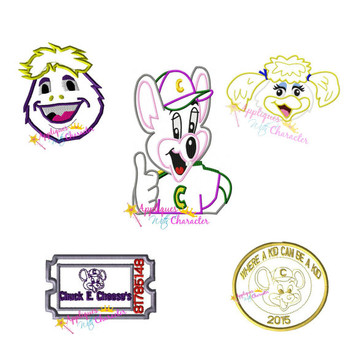 Set of 5 Chuck E Cheeze's Hellen Henny Bird Applique Designs Set of 5 Chuck E Cheeze's Hellen Henny Bird Applique Designs