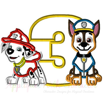 Pup Patrol Marshill Chasie Three Applique Design Pup Patrol Marshill Chasie Three Applique Design