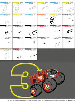 Blaze Monster Truck Three Applique Design Blaze Monster Truck Three Applique Design