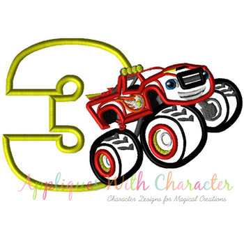 Blaze Monster Truck Three Applique Design Blaze Monster Truck Three Applique Design