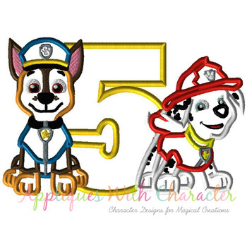 Pup Patrol Marshill Chasie Five Applique Design Pup Patrol Marshill Chasie Five Applique Design
