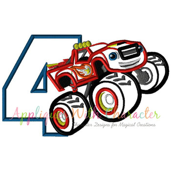 Blaze Monster Truck Four Applique Design Blaze Monster Truck Four Applique Design