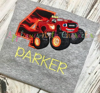 Blaze Monster Truck Four Applique Design Blaze Monster Truck Four Applique Design