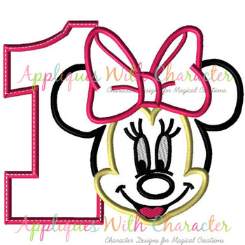 Miss Mouse Number One Applique Design Miss Mouse Number One Applique Design