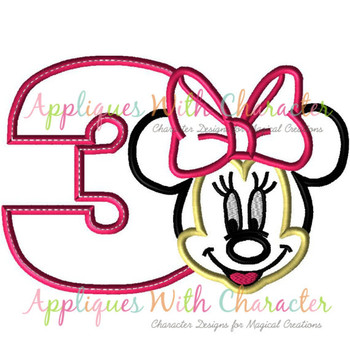 Minny Mouse Three Applique Design Minny Mouse Three Applique Design