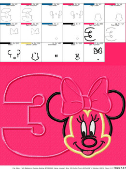 Minny Mouse Three Applique Design Minny Mouse Three Applique Design