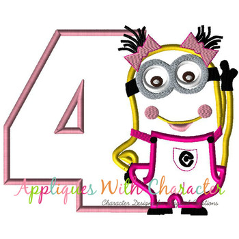 Minione Girl Four Applique Design Minione Girl Four Applique Design