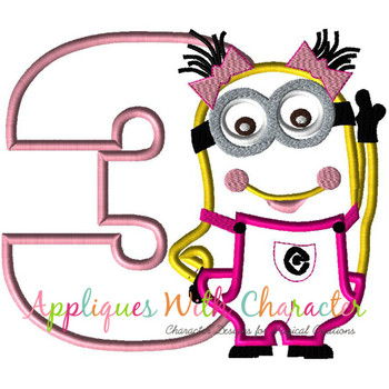 Minione Girl Three Applique Design Minione Girl Three Applique Design