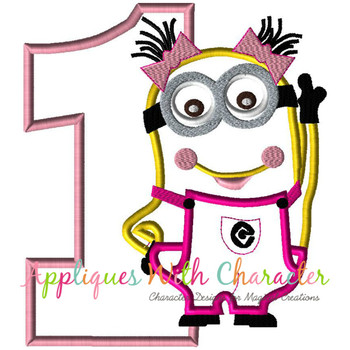 Minione Girl One Applique Design Minione Girl One Applique Design