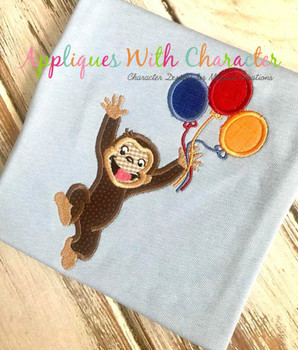 Curious Monkey Balloons Applique Design Curious Monkey Balloons Applique Design