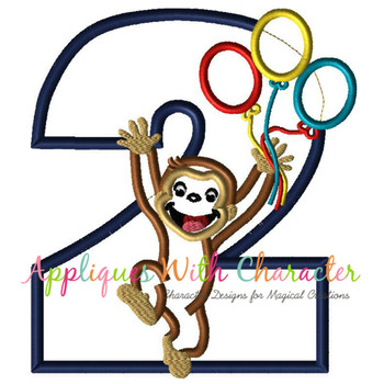 Curious Monkey Two Balloons Applique Design Curious Monkey Two Balloons Applique Design