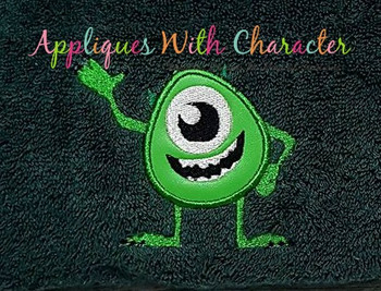 Monster One Eyed Green Applique Design Monster One Eyed Green Applique Design