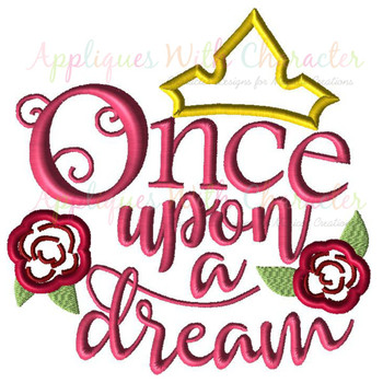 Sleeping Girl Once Upon A Dream Saying Applique Design Sleeping Girl Once Upon A Dream Saying Applique Design