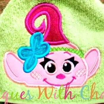 Peeking Baby Poppy Troll Movie Applique Design Peeking Baby Poppy Troll Movie Applique Design
