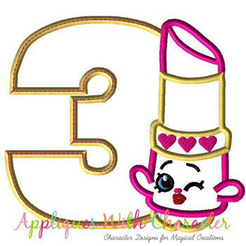 Shopikin Lippy Three Applique Design Shopikin Lippy Three Applique Design
