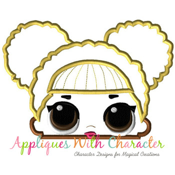 Glitter Doll Peeker Applique Design Glitter Doll Peeker Applique Design