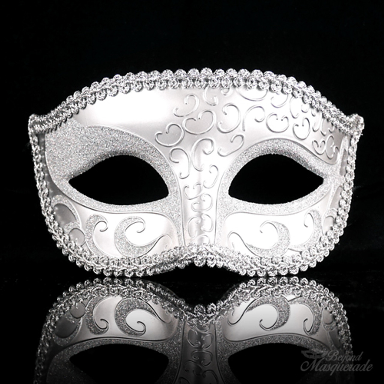 Men's Prince Charming Masquerade Mask Silver M6107 - BeyondMasquerade.com
