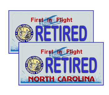 Retired NC Highway Patrol First In Flight License Plate Decal Retired NC Highway Patrol First In Flight License Plate Decal