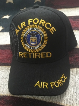 U.S. AIR FORCE RETIRED Military Hat Official BLACK CAP Velcro U.S. AIR FORCE RETIRED Military Hat Official BLACK CAP Velcro