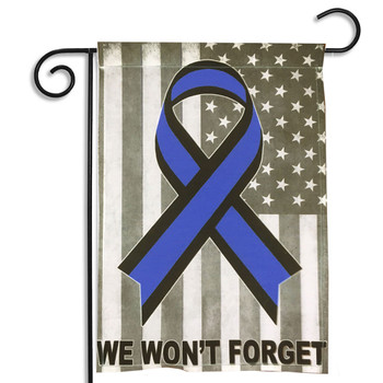We Won't Forget Blue Awareness Ribbon Garden Flag We Won't Forget Blue Awareness Ribbon Garden Flag