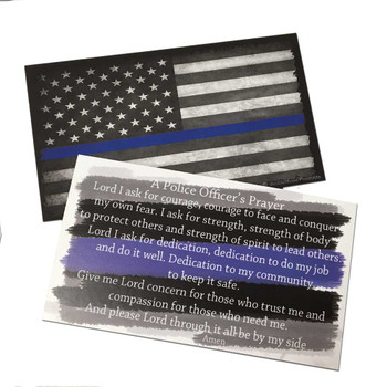 Prayer Cards - Police Officer's Prayer and The Thin Blue Line Subdued American Flag Packs of 50 Prayer Cards - Police Officer's Prayer and The Thin Blue Line Subdued American Flag Packs of 50