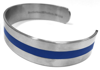 .5 Inch Thin Blue Line Stainless Steel Bangle Squeeze Bracelet .5 Inch Thin Blue Line Stainless Steel Bangle Squeeze Bracelet