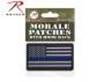 PVC Thin Blue Line Flag Patch - Hook Back PVC Thin Blue Line Flag Patch - Hook Back