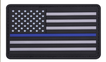 PVC Thin Blue Line Flag Patch - Hook Back PVC Thin Blue Line Flag Patch - Hook Back