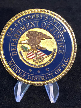 US ATTORNEY MIDDLE NC CHALLENGE COIN HUGE 2 INCH COIN US ATTORNEY MIDDLE NC CHALLENGE COIN HUGE 2 INCH COIN