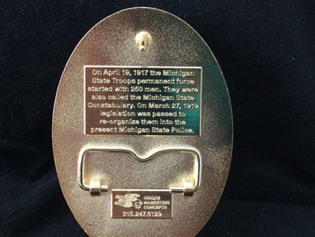 MICHIGAN STATE POLICE 100TH ANNIVERSARY BUCKLE RARE MICHIGAN STATE POLICE 100TH ANNIVERSARY BUCKLE RARE