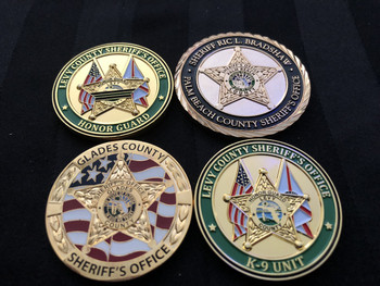 FLORIDA SHERIFFS 4 PACK OF CHALLENGE COINS RARE FLORIDA SHERIFFS 4 PACK OF CHALLENGE COINS RARE
