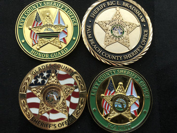 FLORIDA SHERIFFS 4 PACK OF CHALLENGE COINS RARE FLORIDA SHERIFFS 4 PACK OF CHALLENGE COINS RARE