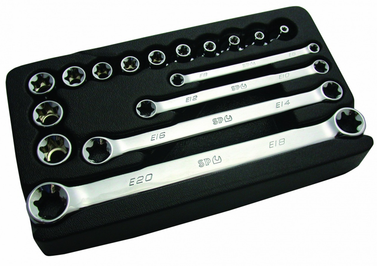 SP Tools 16pc ETorx 3/8” Drive Socket & Spanner Set SP20210
