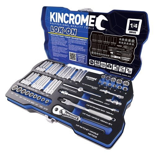 K27003 Kincrome LOKON® Socket Set 45 Piece 1/4" Drive Metric AF