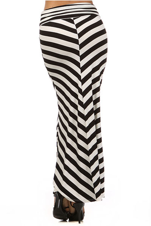 Wide Stripe Rayon Maxi Skirt | OnlyLeggings.com - Leggings Superstore