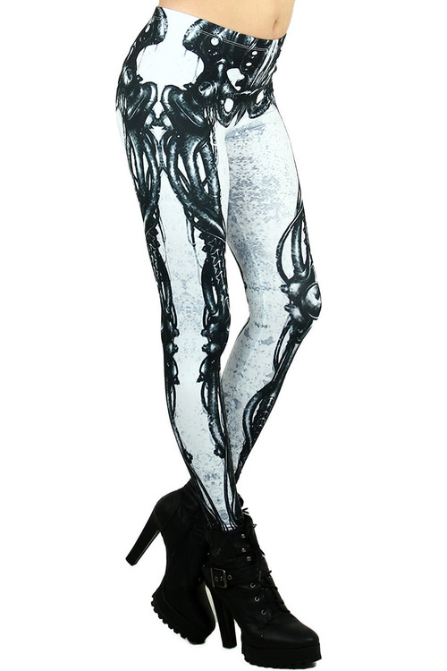 White Mechanical Skeleton Leggings | Only Leggings