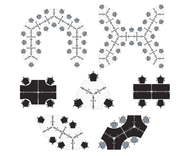 120 Degree Desk in open office configuration