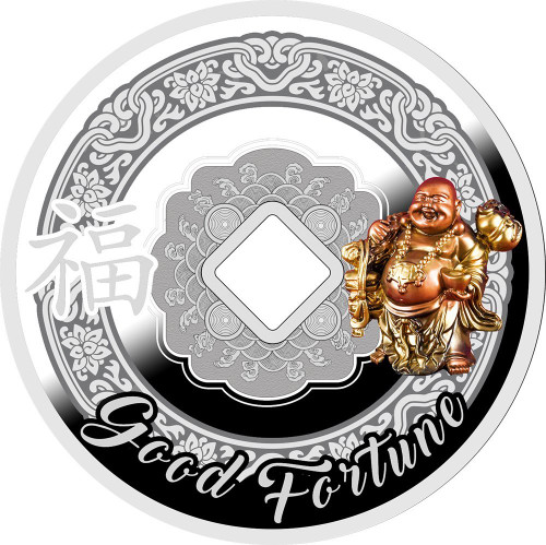 LAUGHING BUDDHA Symbols of Feng Shui Silver Coin 500 Franks Cameroon 2017 LAUGHING BUDDHA Symbols of Feng Shui Silver Coin 500 Franks Cameroon 2017