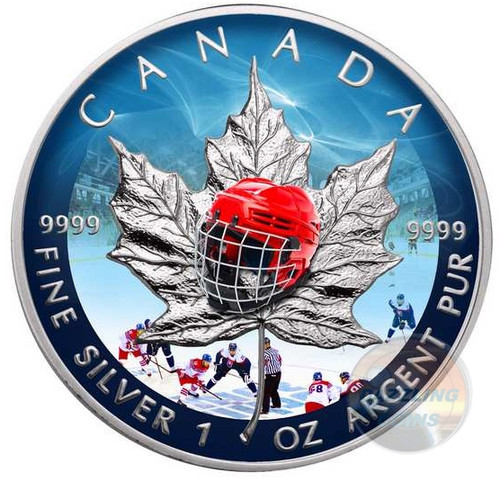 HOCKEY Maple Leaf 1 oz Pure Silver Coin Canada 2017 HOCKEY Maple Leaf 1 oz Pure Silver Coin Canada 2017