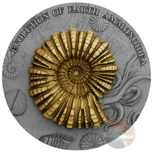 AMMONOIDEA Ammonite Evolution of Earth 2 Oz Silver Coin 2$ Niue 2018 AMMONOIDEA Ammonite Evolution of Earth 2 Oz Silver Coin 2$ Niue 2018