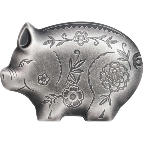 JOLLY PIG Lunar Year 1 Oz Silver Coin 1000 Togrog Mongolia 2019 JOLLY PIG Lunar Year 1 Oz Silver Coin 1000 Togrog Mongolia 2019